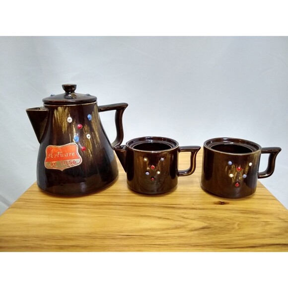 Vintage Artware by Tilso Coffee Pot, Creamer Cup and Drinking Cup Made in Japan - Picture 1 of 15